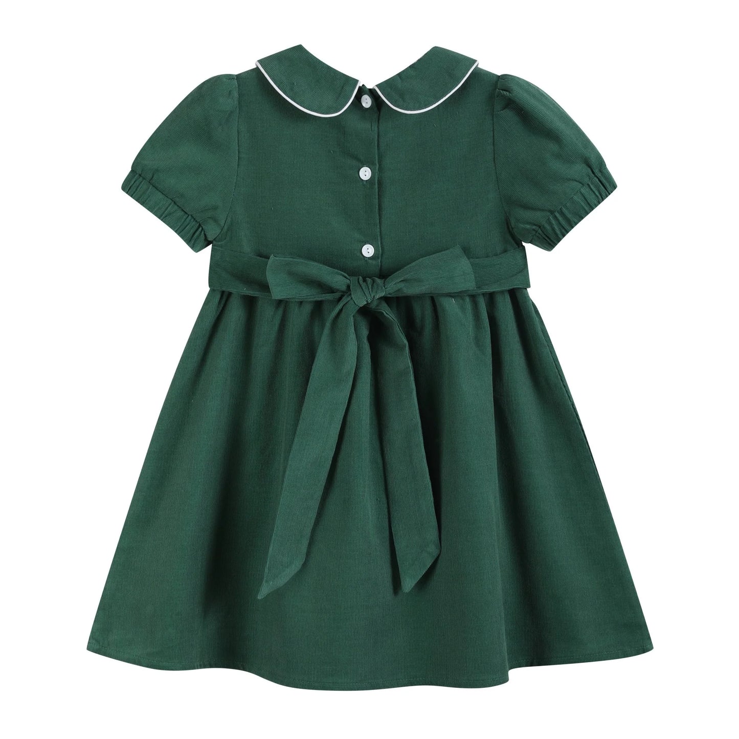 Lil Cactus Green Corduroy Santa Smocked Dress