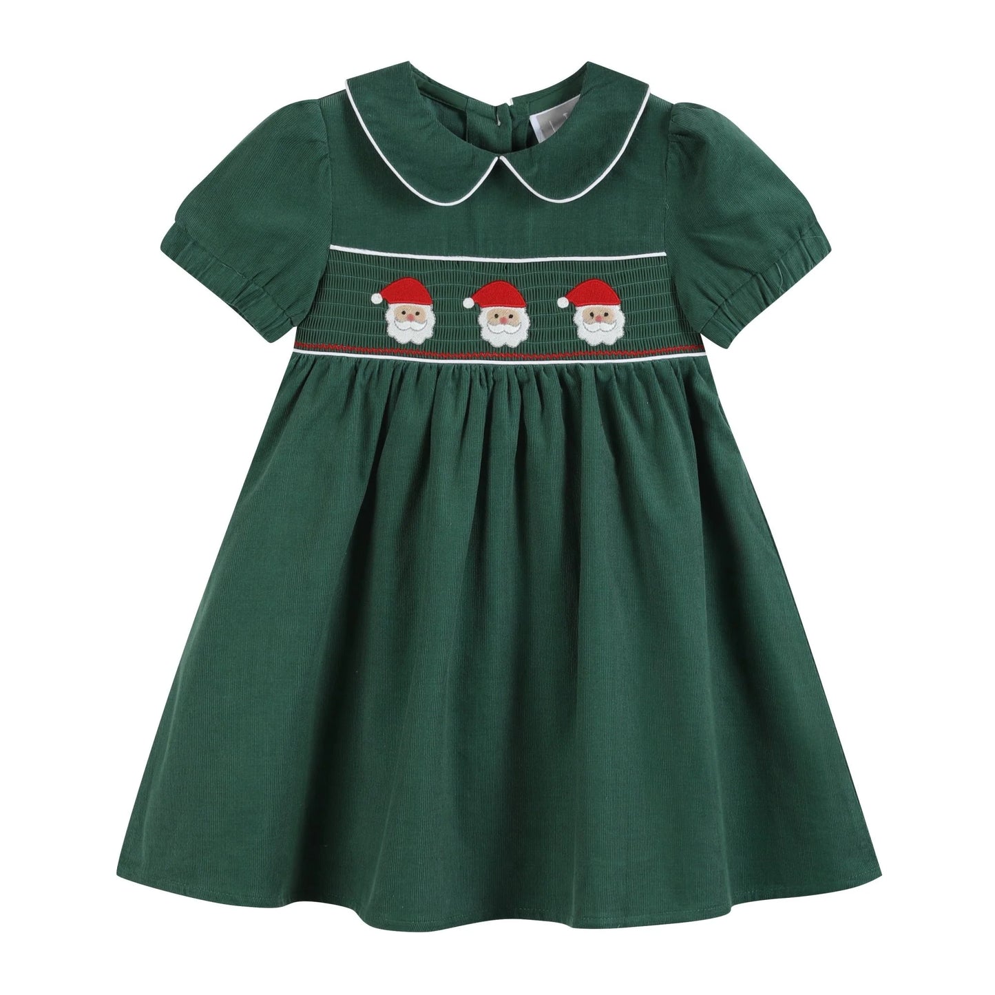 Lil Cactus Green Corduroy Santa Smocked Dress