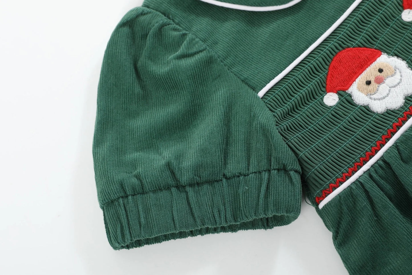 Lil Cactus Green Velvet Santa Smocked Dress and Bloomers