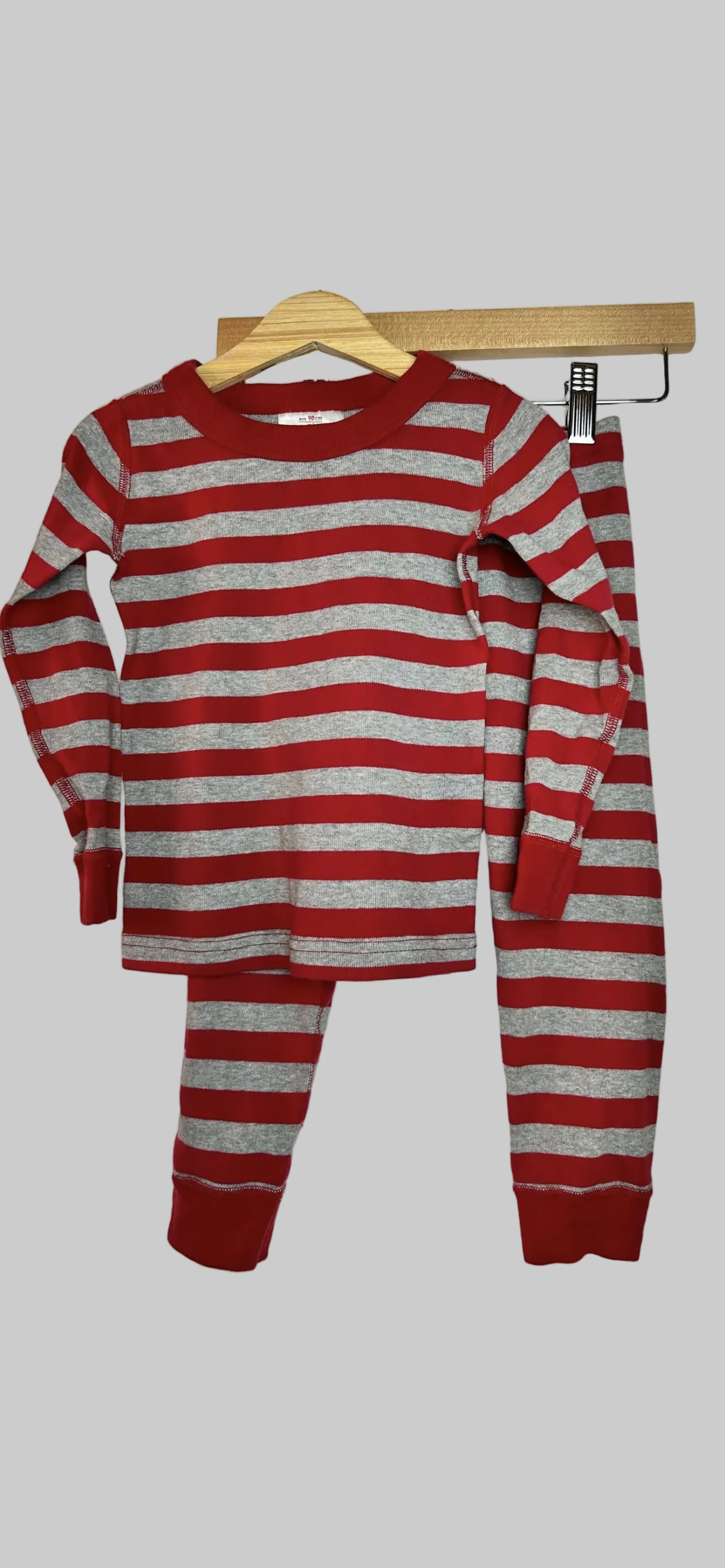 Hanna Andersson Red/Gray Striped Pajamas 3T