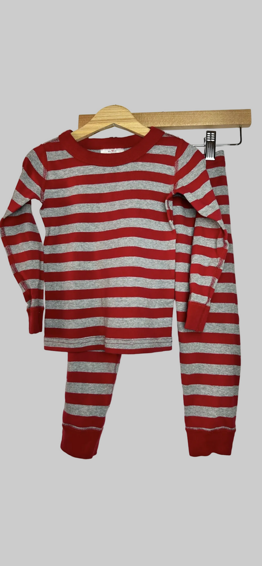 Hanna Andersson Red/Gray Striped Pajamas 3T