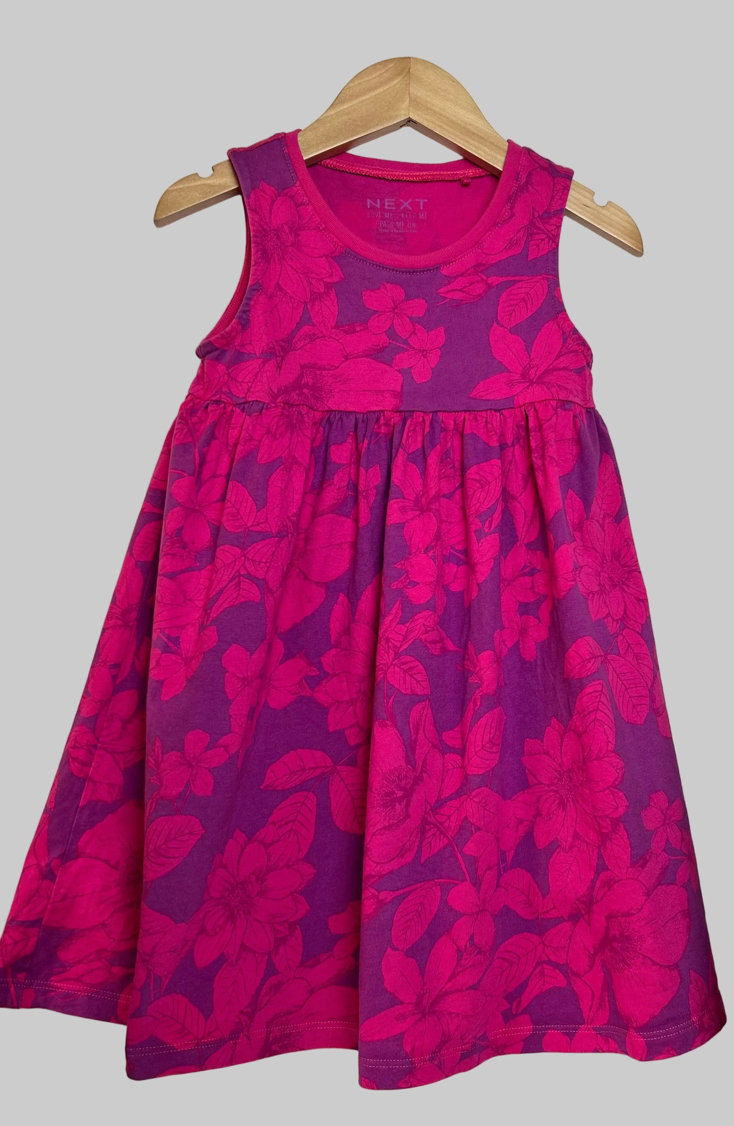 Next Sleeveless Hot Pink and Purple Floral Dress 3/4