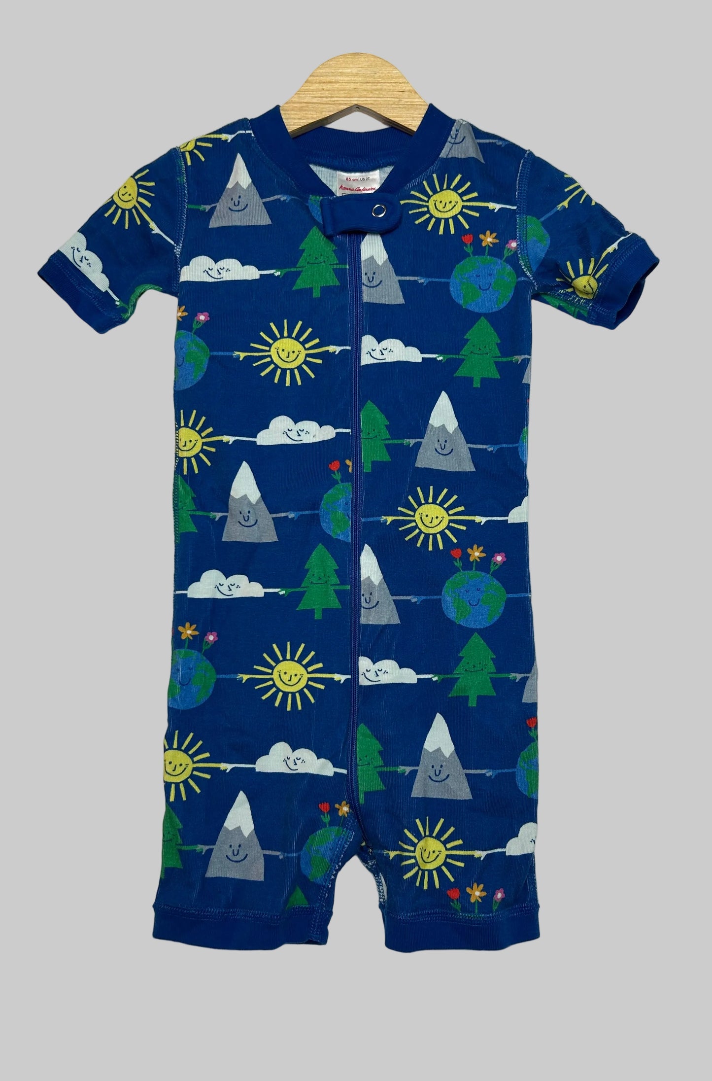 Hanna Andersson Blue SS Romper 2T