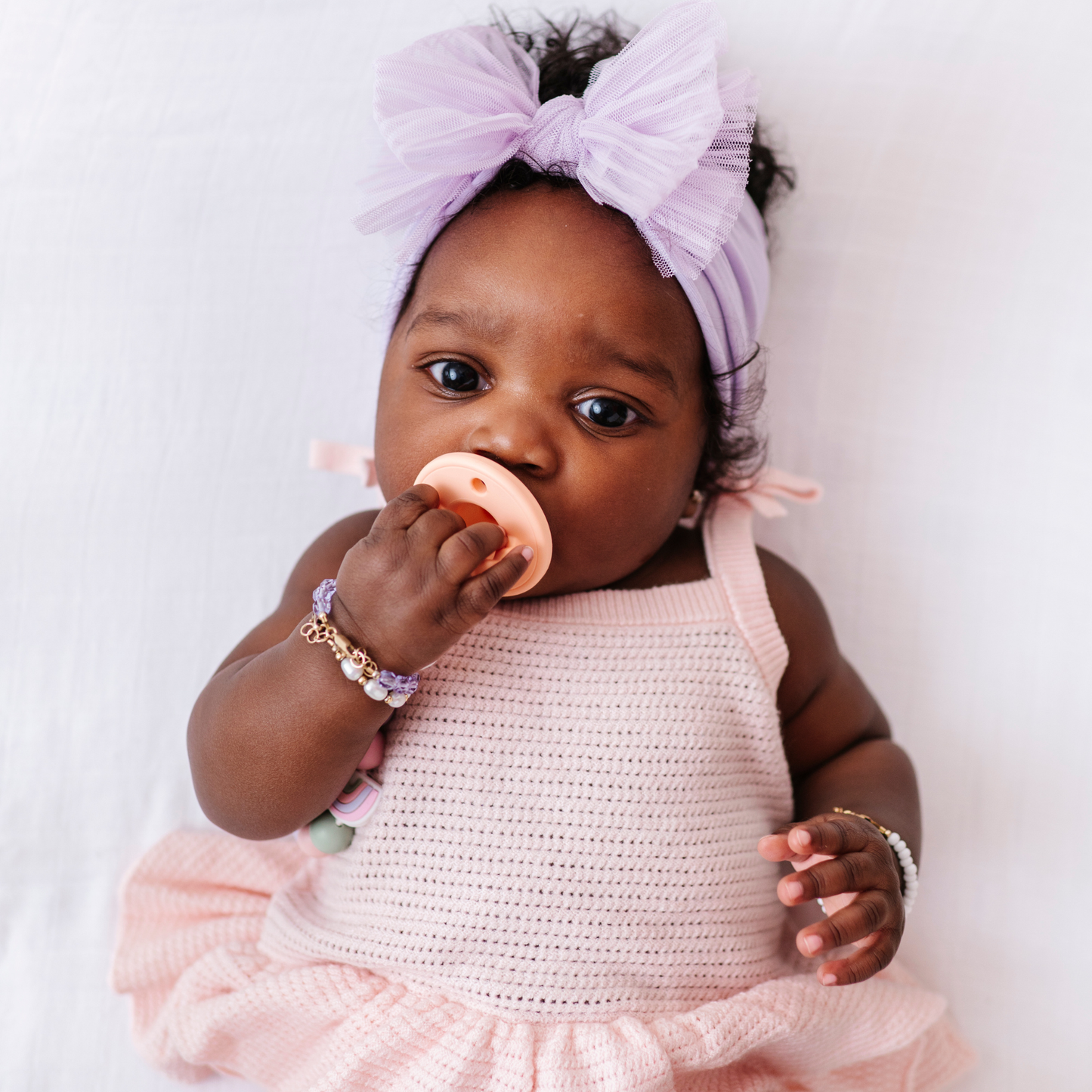 Baby Bling® Tulle headband with tulle bow: Pleated White