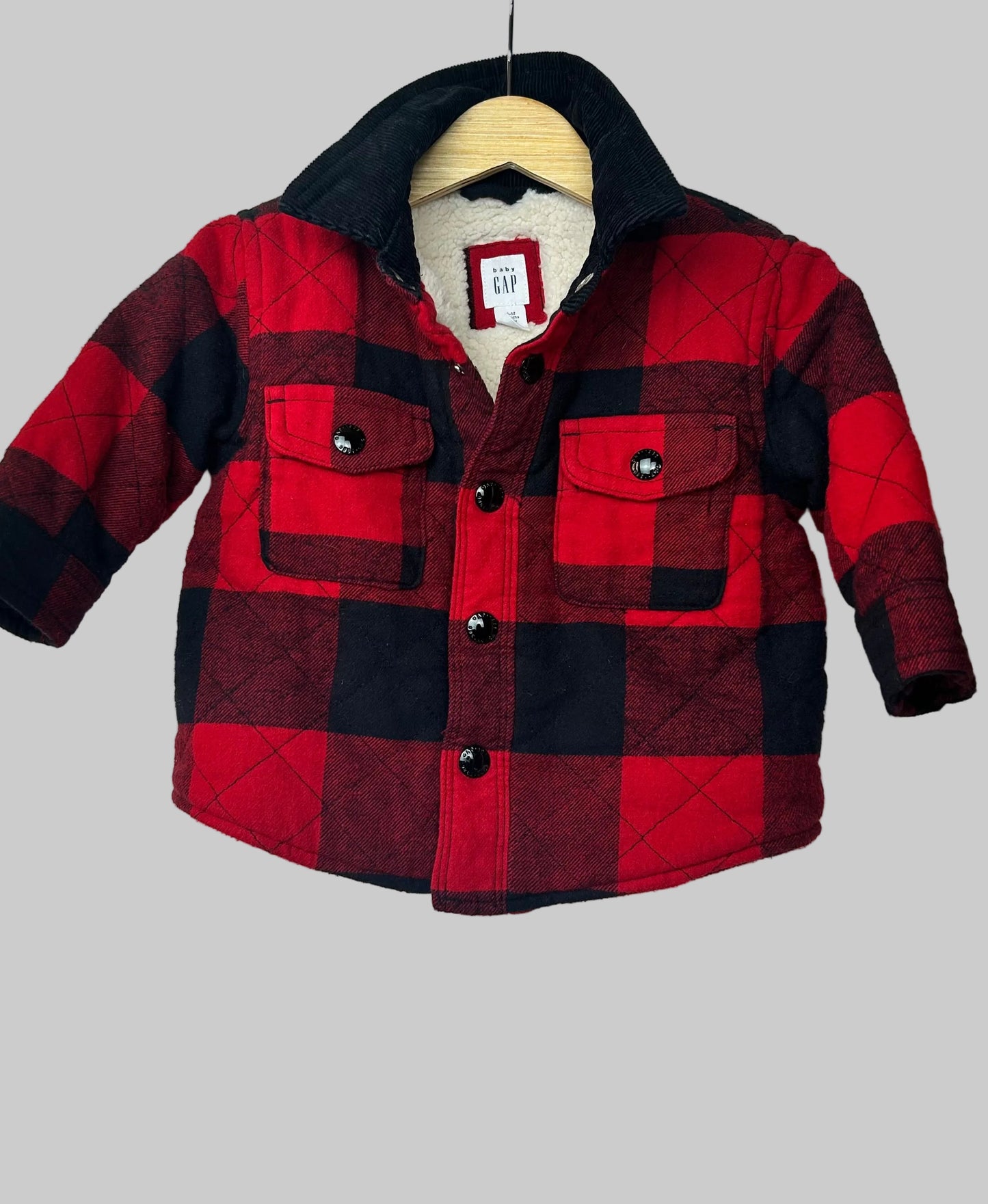 Baby Gap Red and Black Button Up Jacket 6-12M