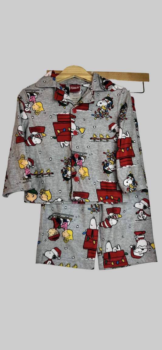 Peanuts Gray Flannel Pajamas 24M