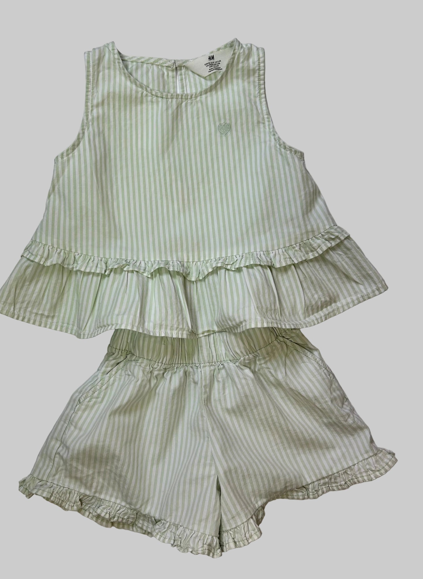 H&M Mint Green Striped 2pc Set 2T