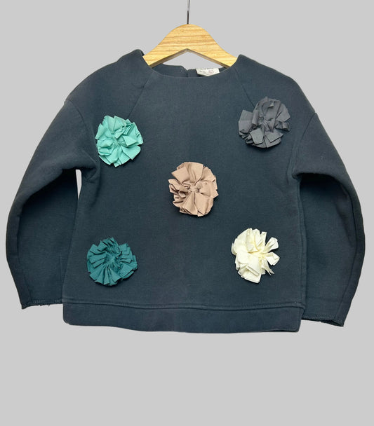 Zara Dark Gray Sweatshirt with Flowers 2/3