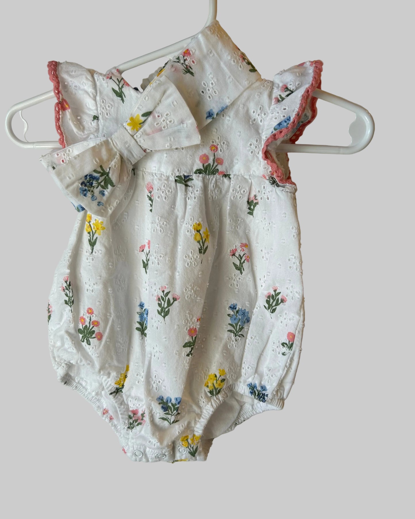 Little Me Floral Romper w/headband 3M