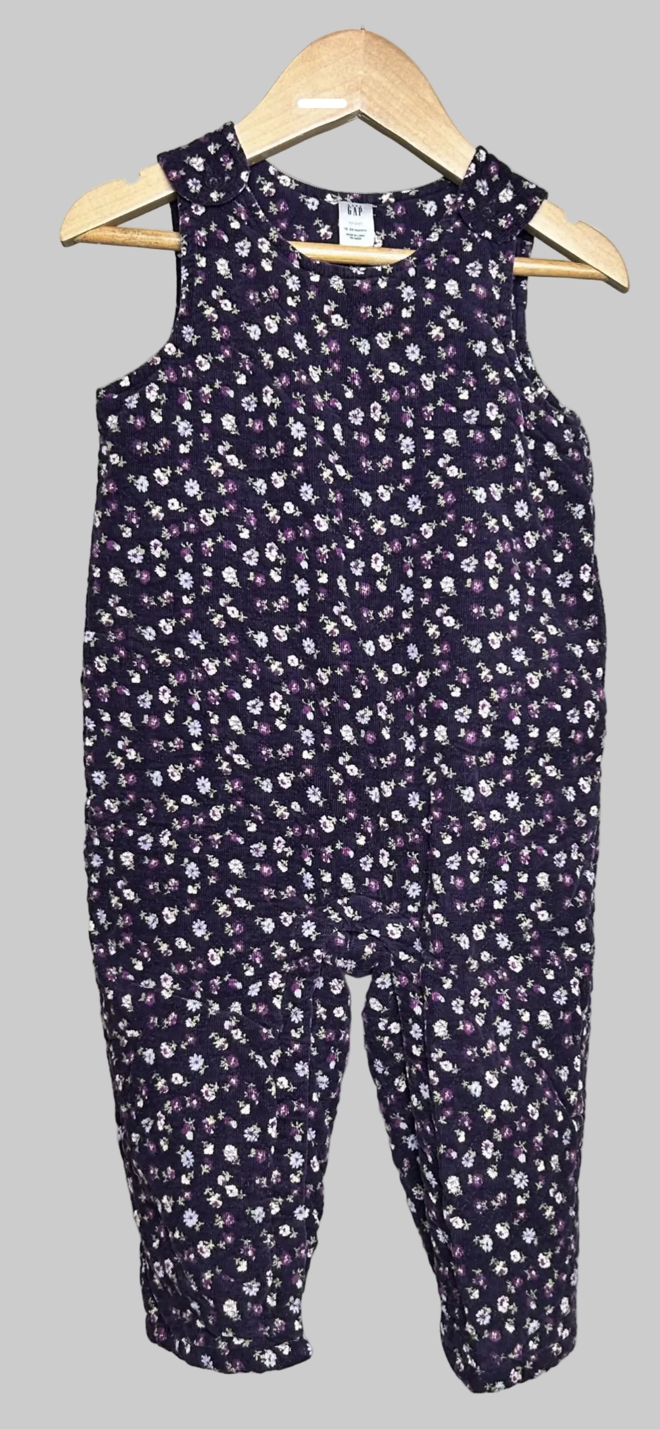 Baby Gap Purple Floral Corduroy Jumpsuit 18-24M