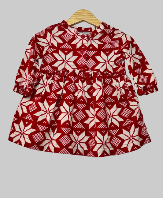 Hanna Andersson Holiday Print Dress 6-12M