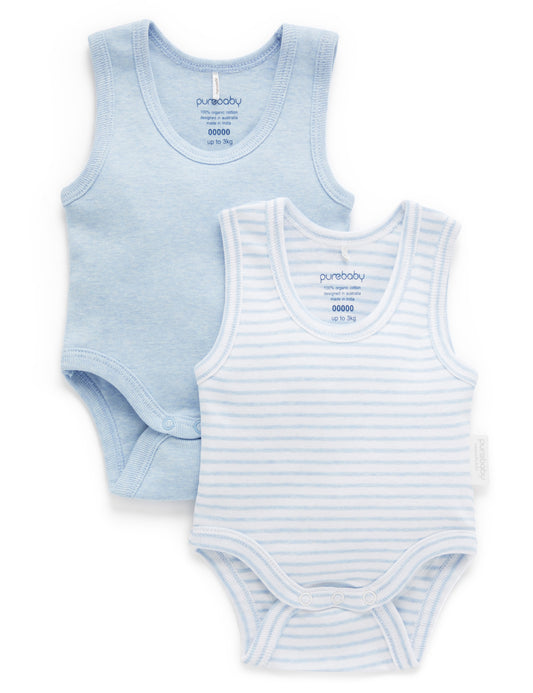 2 Pack Blue Rib Bodysuit