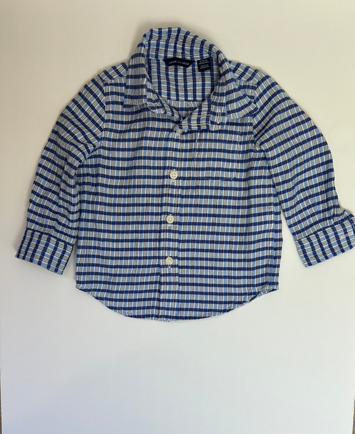 Janie and Jack Blue Striped LS Shirt 6-12M