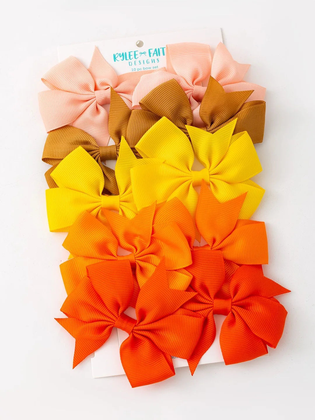 Girls Bow Hair Clip Set Warm Fall Color Mix