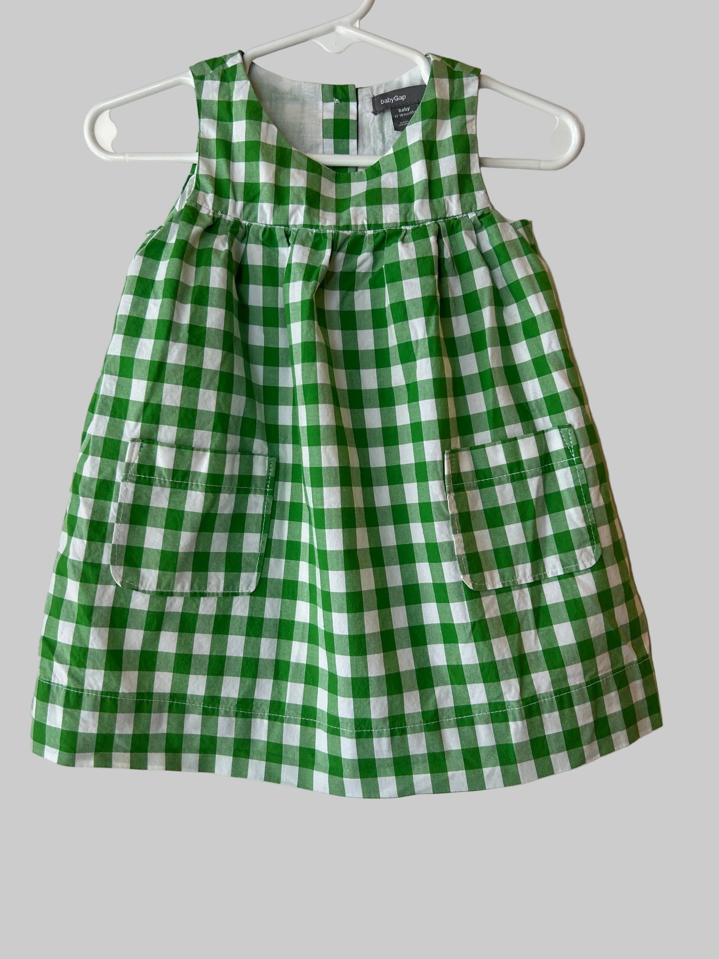 Baby Gap Green Gingham Dress 12-18M