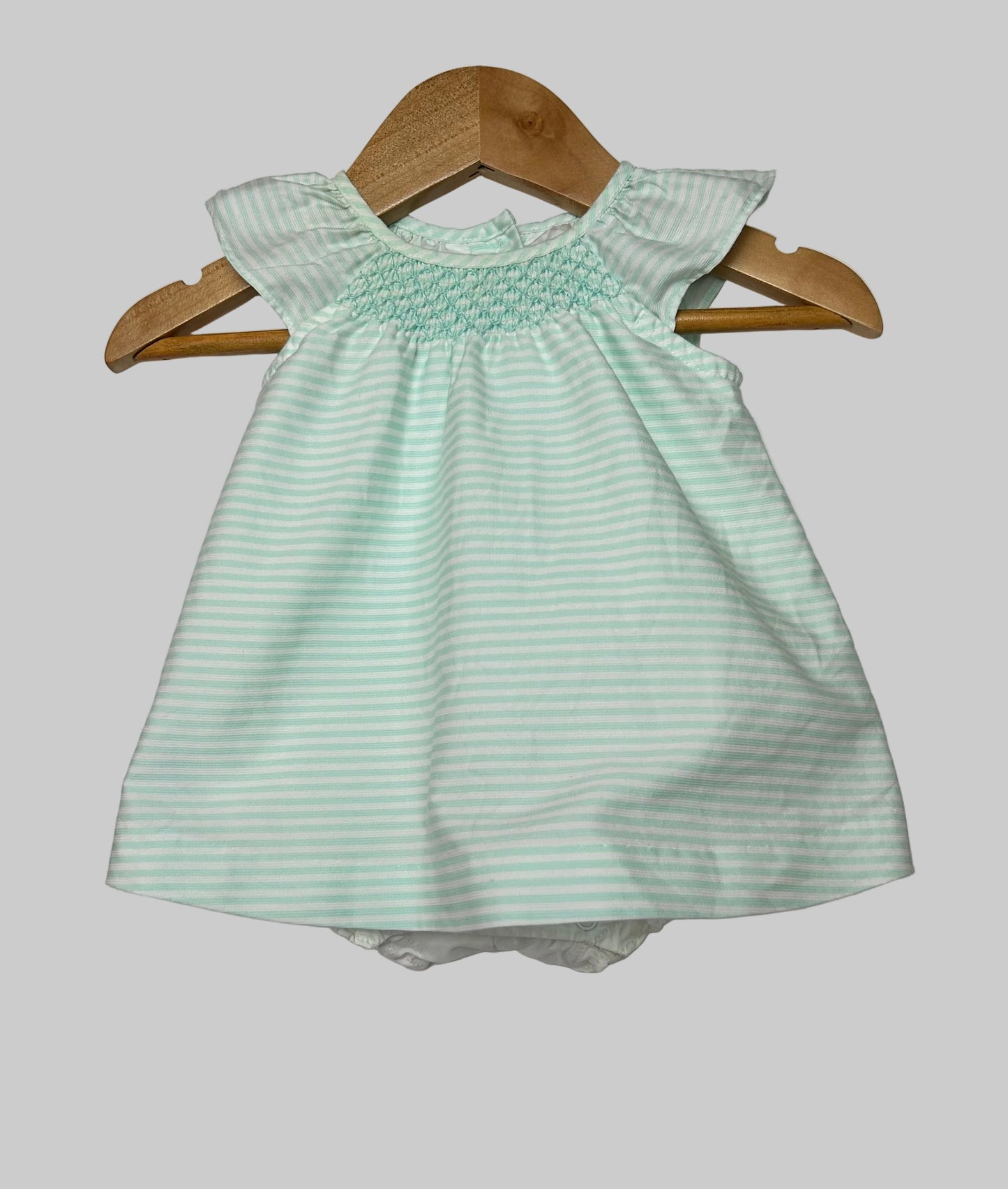 Janie and Jack Mint Striped Bodysuit Dress 0-3M