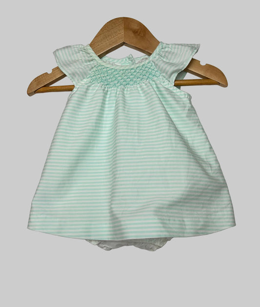 Janie and Jack Mint Striped Bodysuit Dress 0-3M