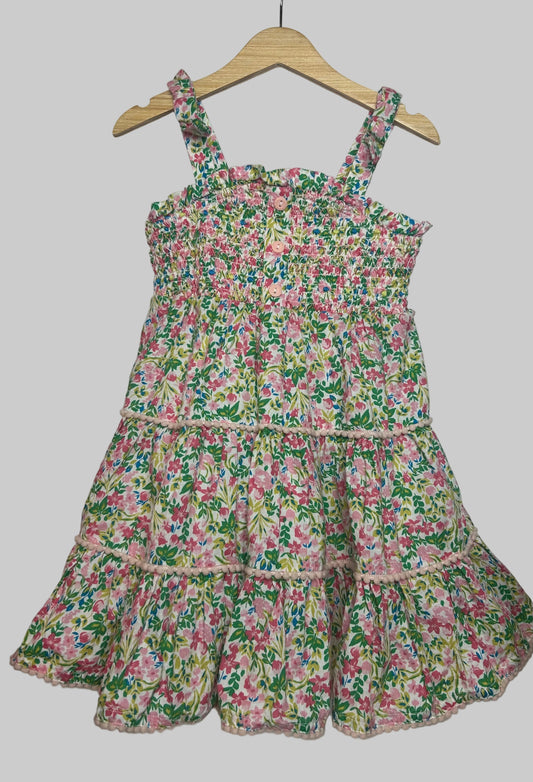 Joie Pink & Green Smocked Dress 3T