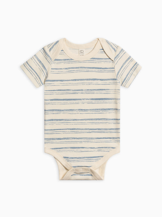 Organic Baby Afton Bodysuit / Wave Stripe/ Rain