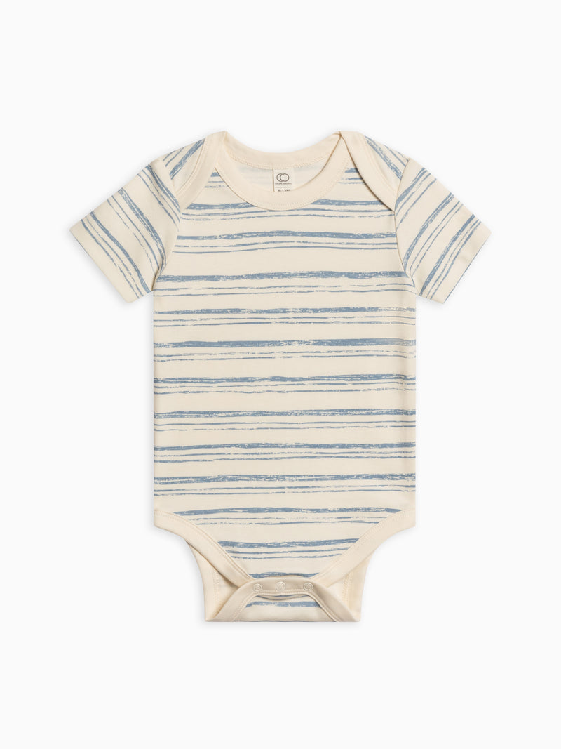 Organic Baby Afton Bodysuit / Wave Stripe/ Rain