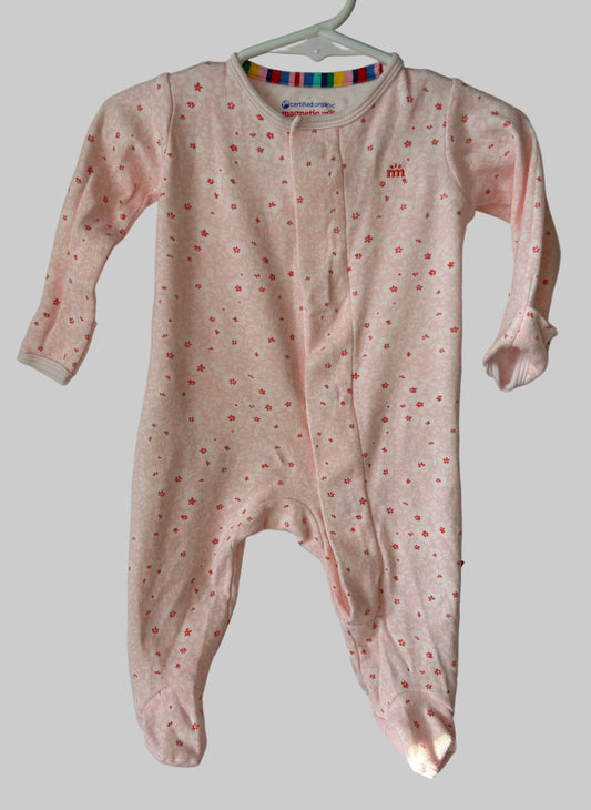 Magnetic Me LS Pink Floral Footie 0-3M