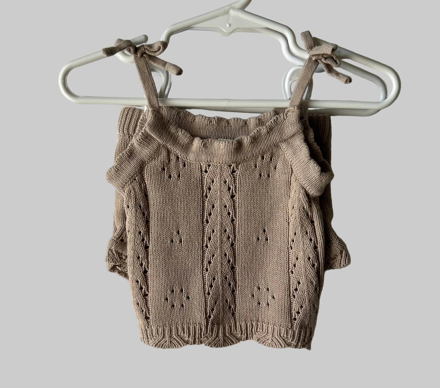 Snug 2Pc Tan Knit/Crochet Set 3-6M
