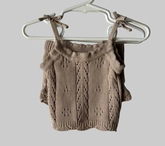 Snug 2Pc Tan Knit/Crochet Set 3-6M
