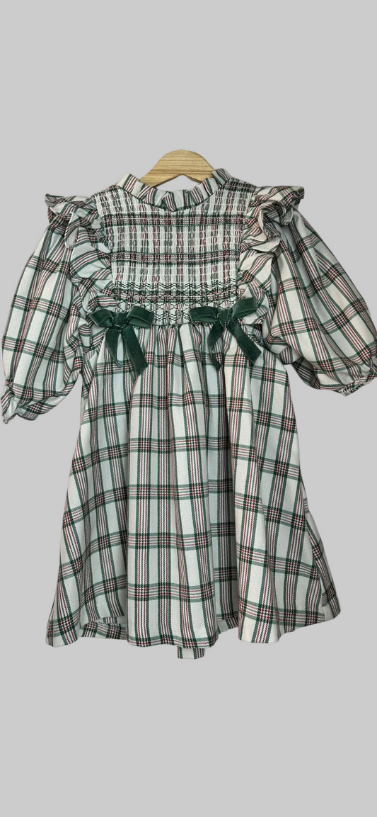 Bonnie Jean Green & Red Plaid Dress 3T