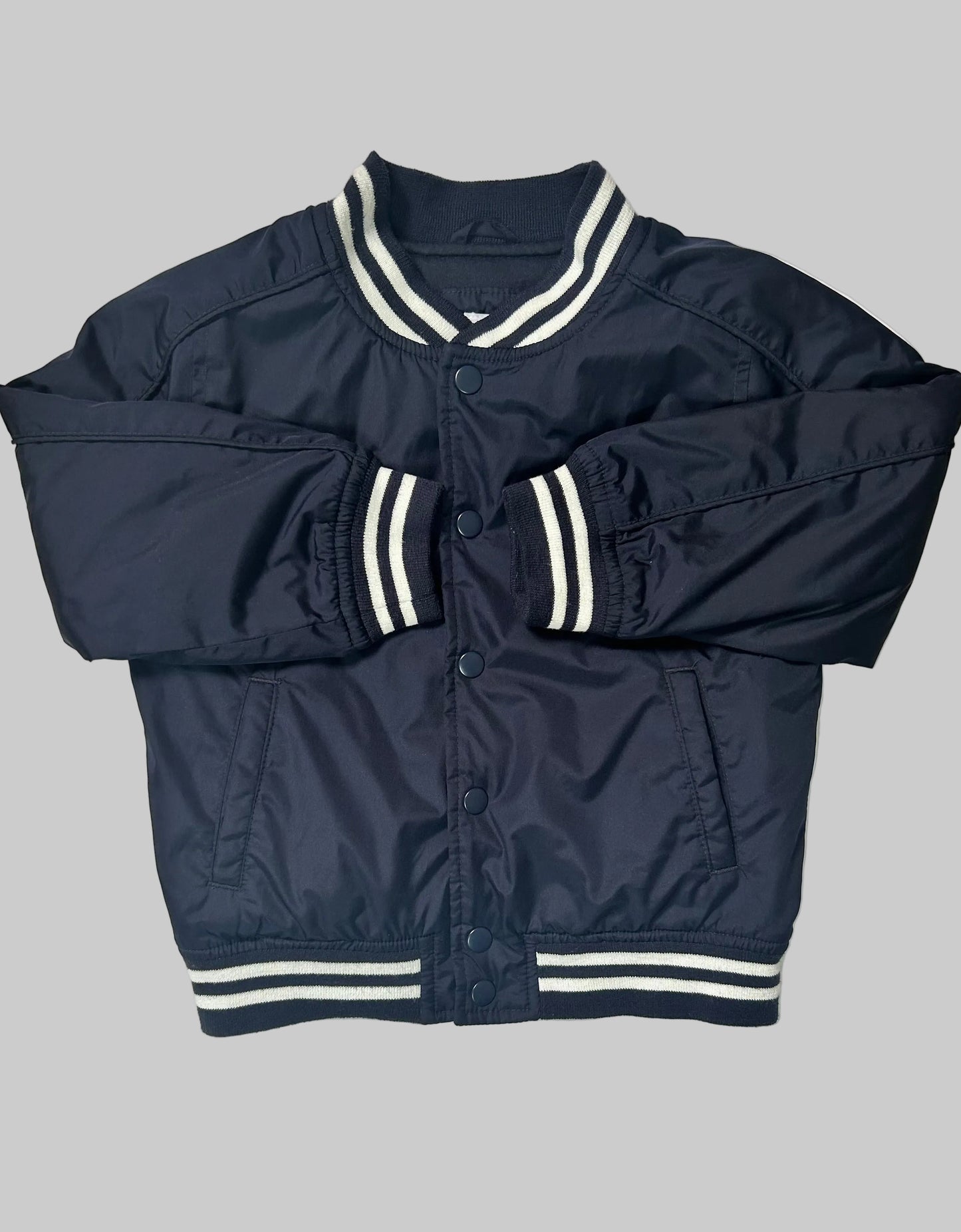 Baby Gap Navy Varisty Jacket w/White Stripes 4T