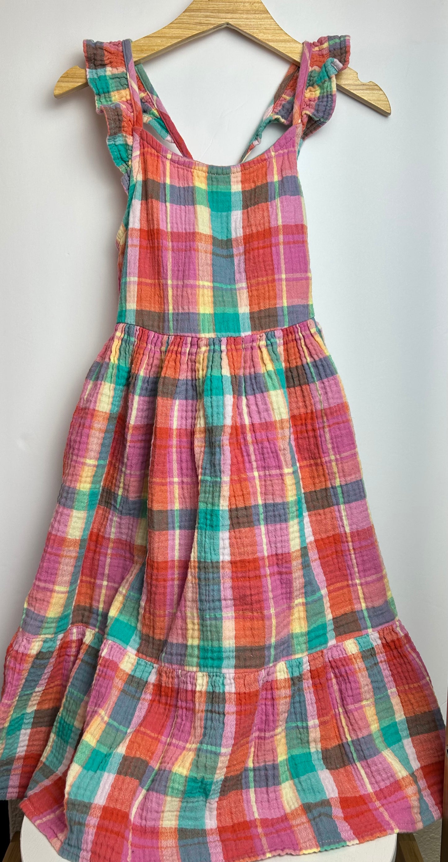Cat & Jack Bright Plaid Muslin Dress 4/5