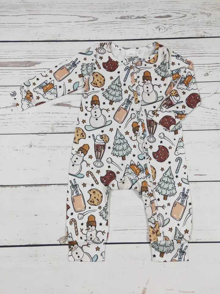 Baby Christmas Zip Sleeper with Snowman Print