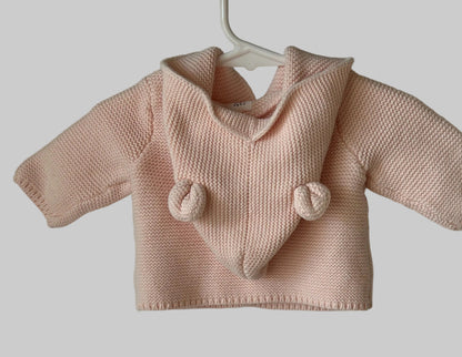 Baby Gap Pink Sweater /Hood w/ears 0-3M