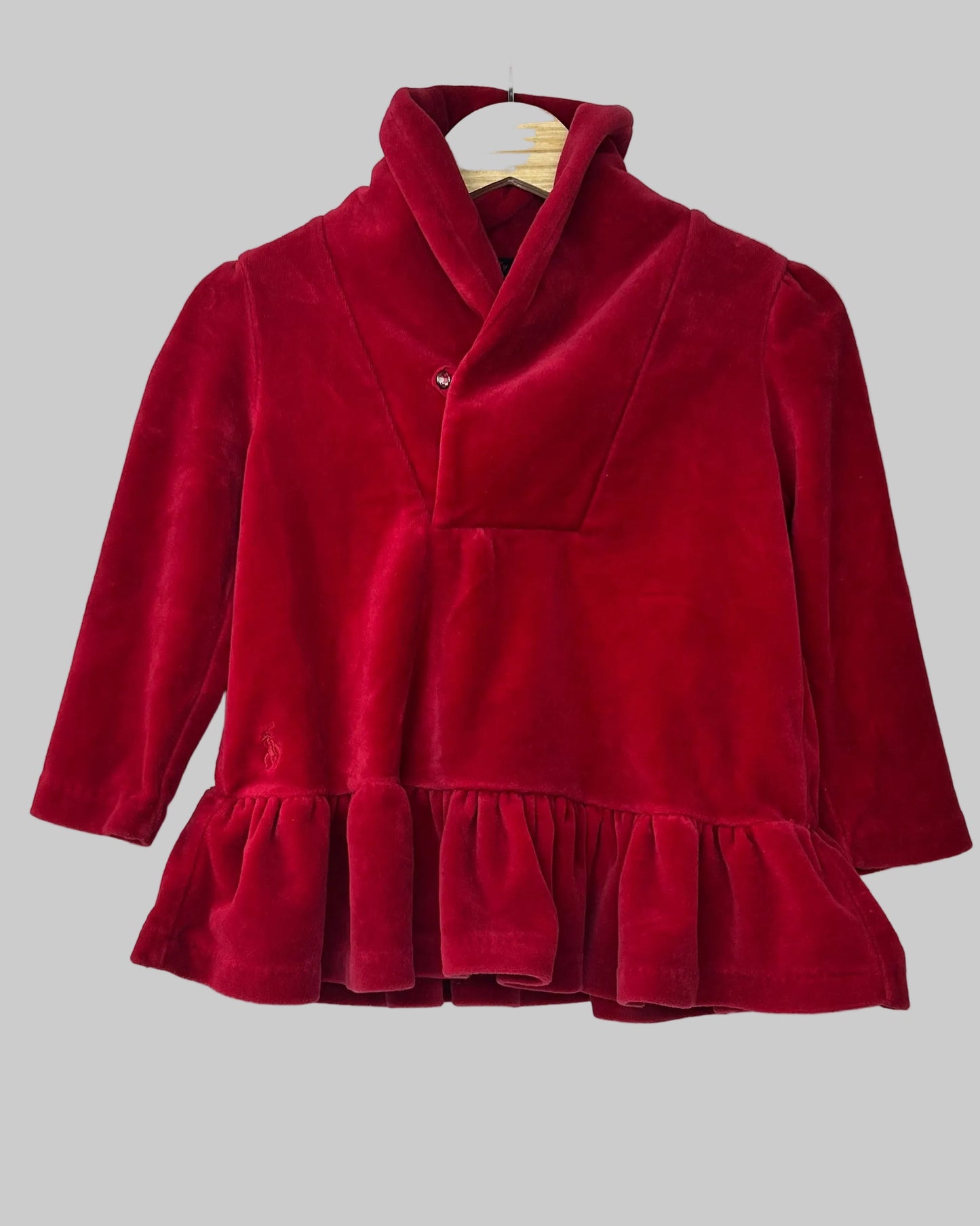 Ralph Lauren Red Velour Top 12M