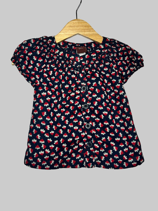 Tea Navy Top w/ Red Flowers 6-12M