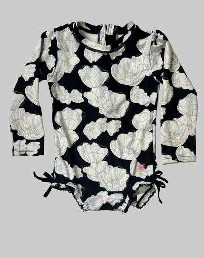 Rufflebutts Black and White One Piece Swimsuit 3T