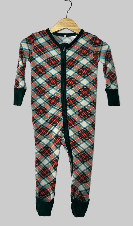 Posh Peanut Plaid Zippy Footie 6-9M