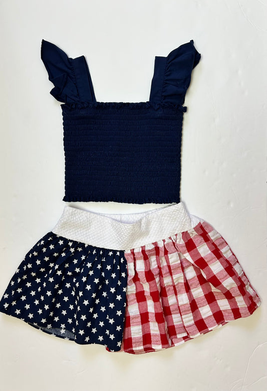 Bonnie Jean 2pc Navy Top with Patriotic Skort 3T