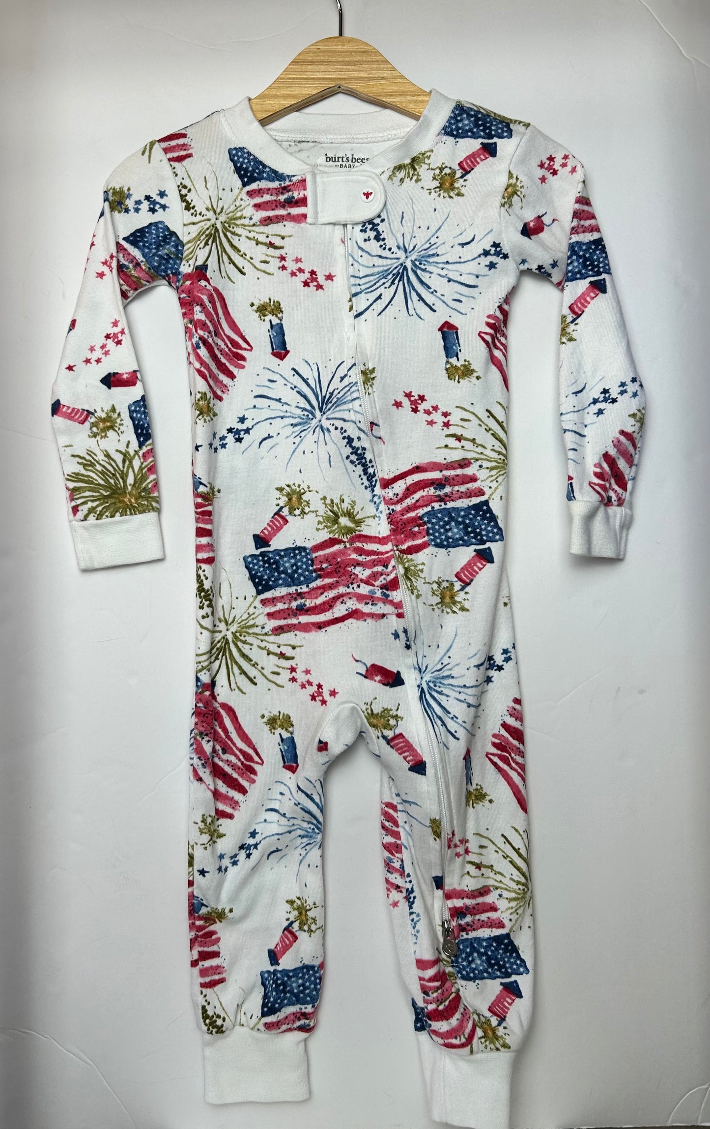 Burt’s Bees White Patriotic Zippy 18M