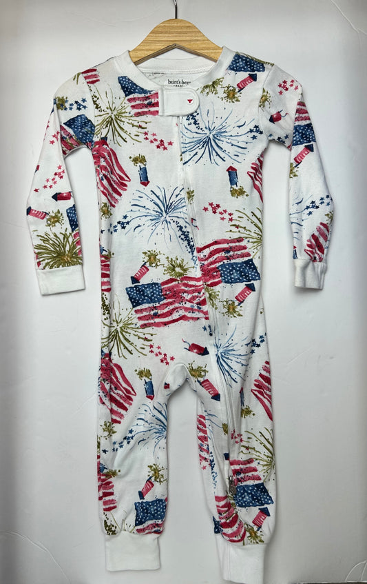 Burt’s Bees White Patriotic Zippy 18M