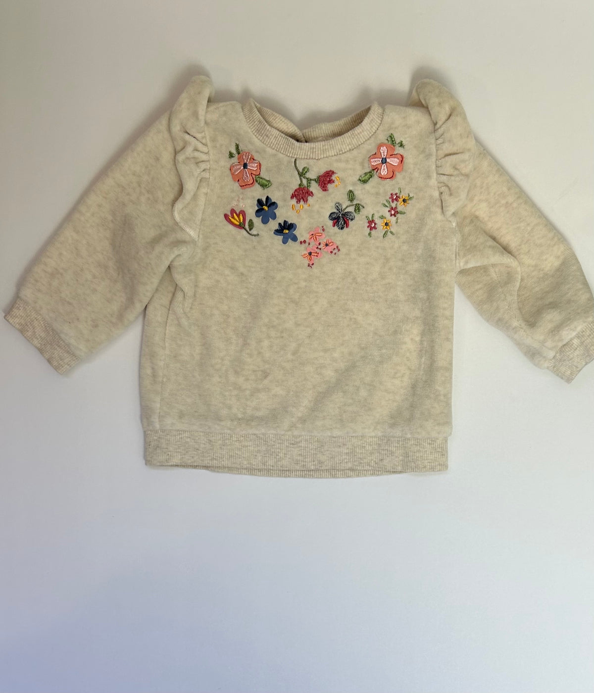 Little Me Cream Velour Top 9M