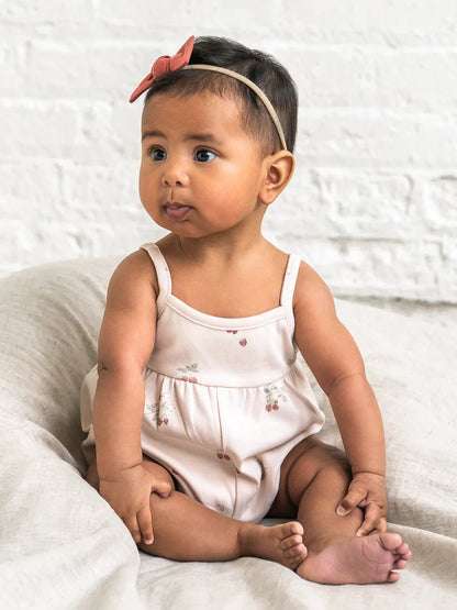 Organic Baby Sosi Tank Romper Raspberries / Shell + Mint