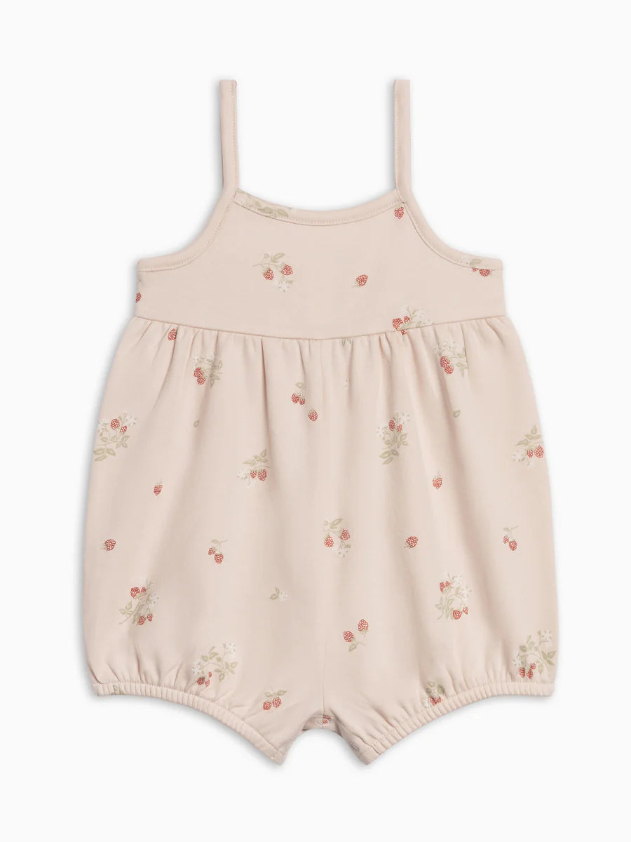 Organic Baby Sosi Tank Romper Raspberries / Shell + Mint