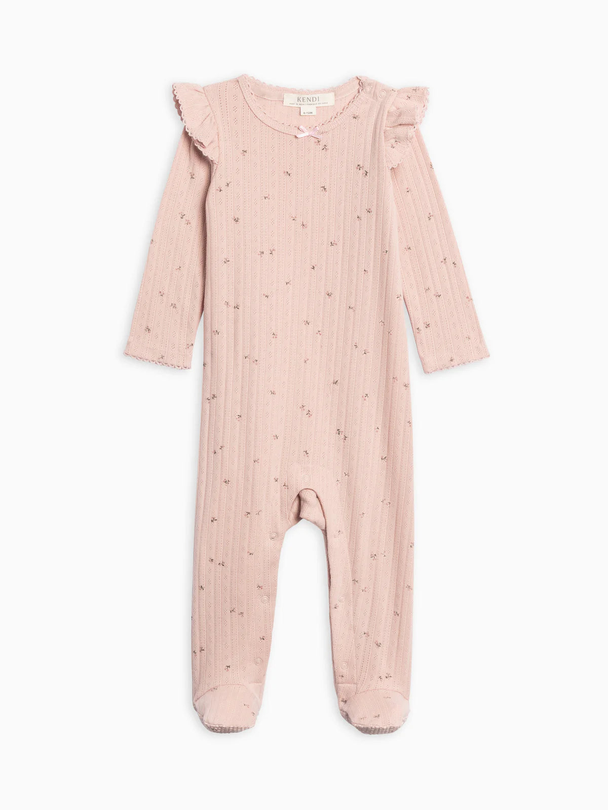 Addy Brushed Back Pointelle Flutter Sleeve Footed Romper