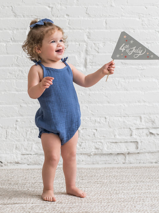 Organic Baby Ada Muslin Ruffle Tank Romper