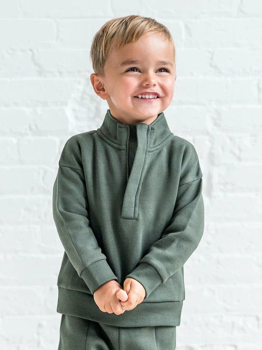 Colored Organics Eunan Fleece Half Zip Pullover Sweatshirt Pine