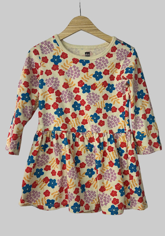 Tea Cream Multi Flower Dress 3T