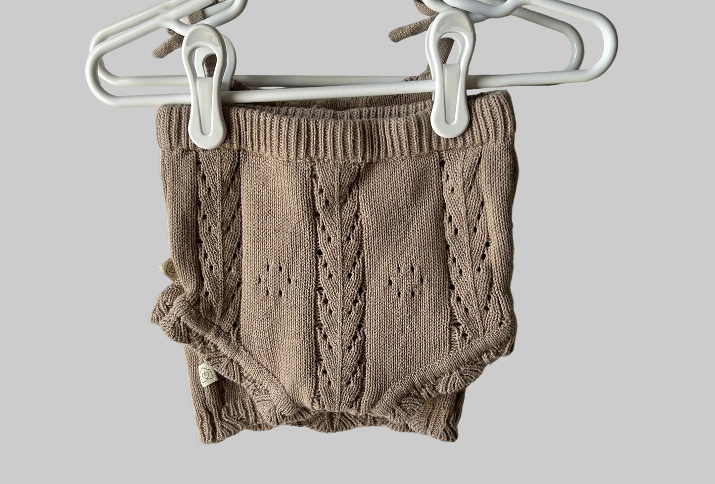 Snug 2Pc Tan Knit/Crochet Set 3-6M