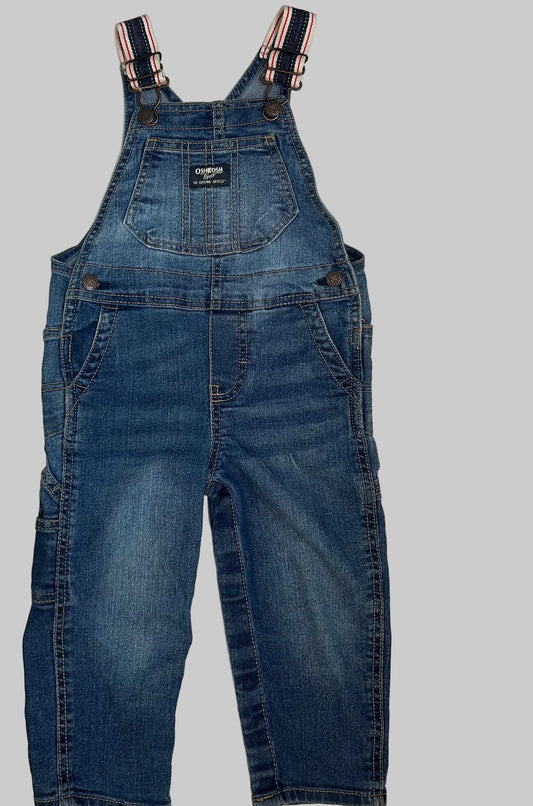 Oshkosh Denim Overalls Striped Straps 24M