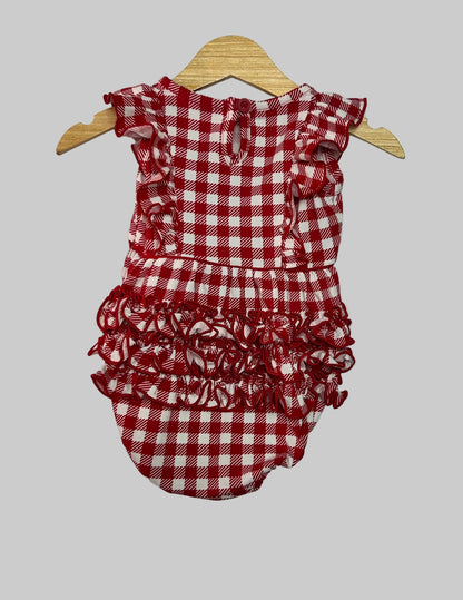 Ruffle Butts Red Gingham Romper 0-3M