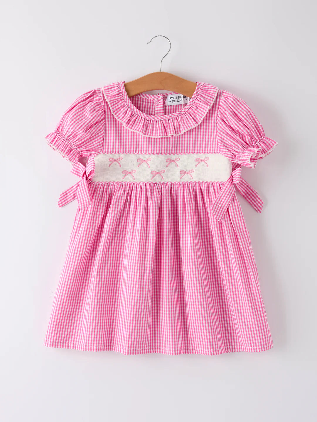 Bow Embroidered Plaid Baby Girl Dress